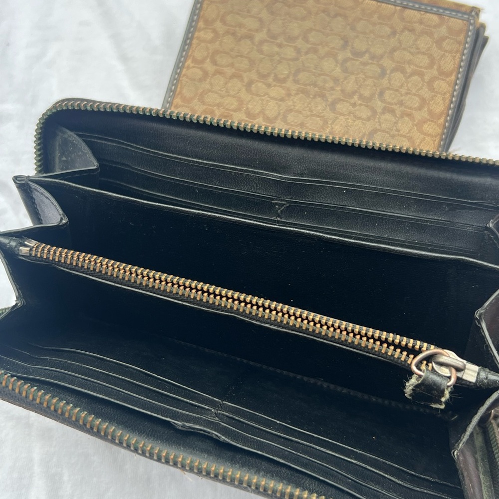 Coach Brown Signature Wallet + Black Camo Zip Wallet Set - Picture 6 of 11
